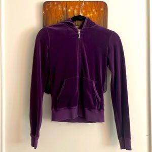 Juicy Couture purple Y2K hoodie zip silver J small velour